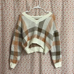 cute orange and brown vneck sweater!!!